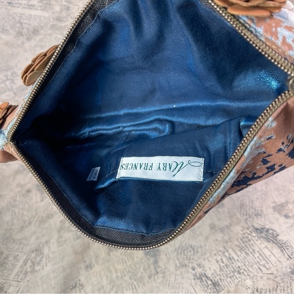 Mary Frances Floral Ruffle Beaded Shoulder Bag Boho Style - Picture 7 of 12